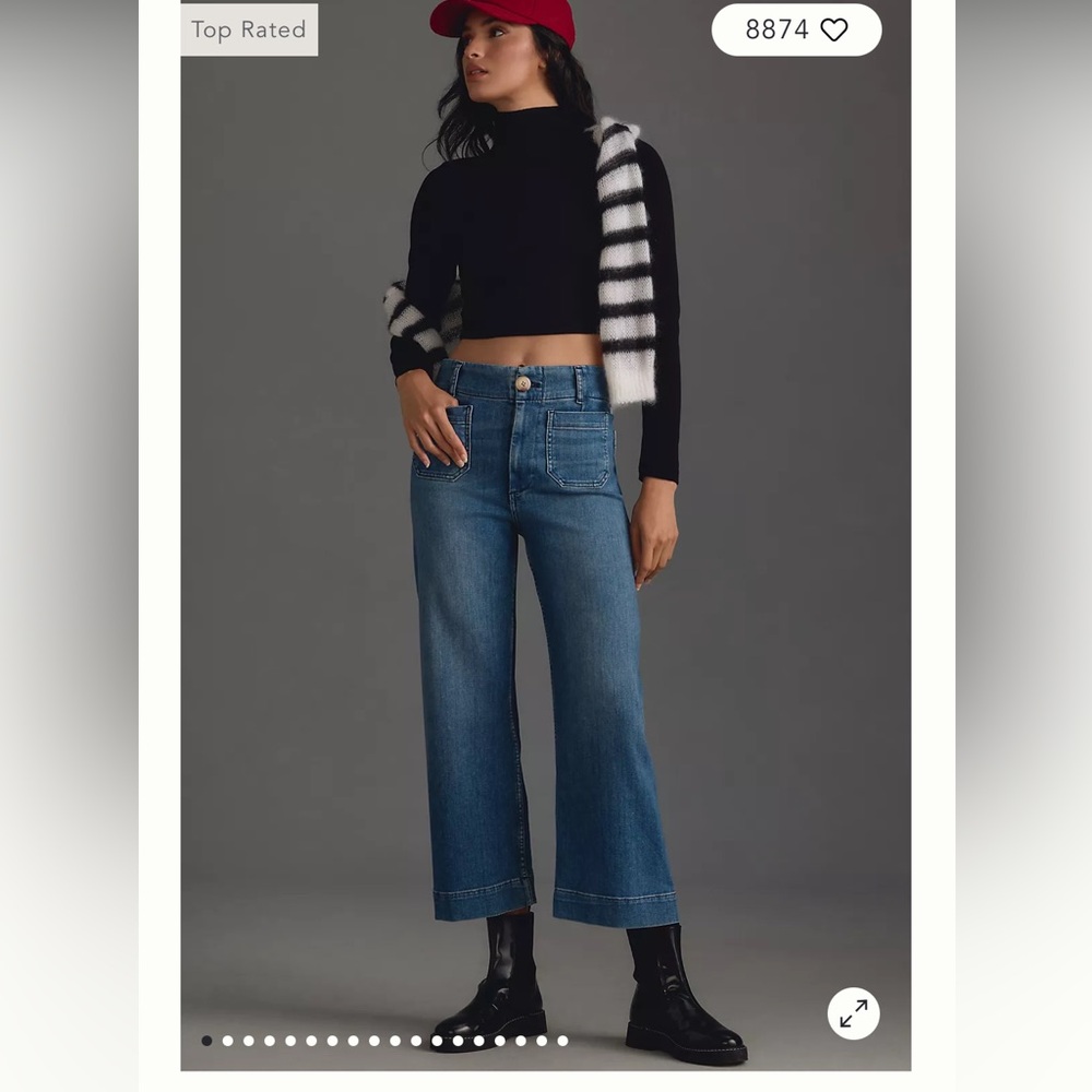 Anthropologie Colette Cropped High-Rise Wide Leg Jeans by Maeve
